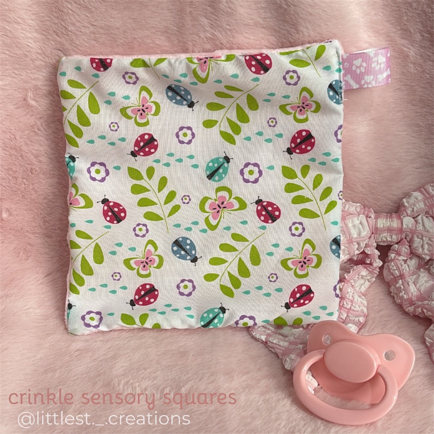 Ladybug crinkle sensory square