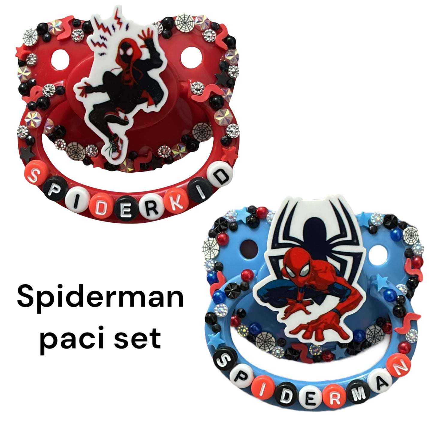 Spiderman and spiderkid paci bundle