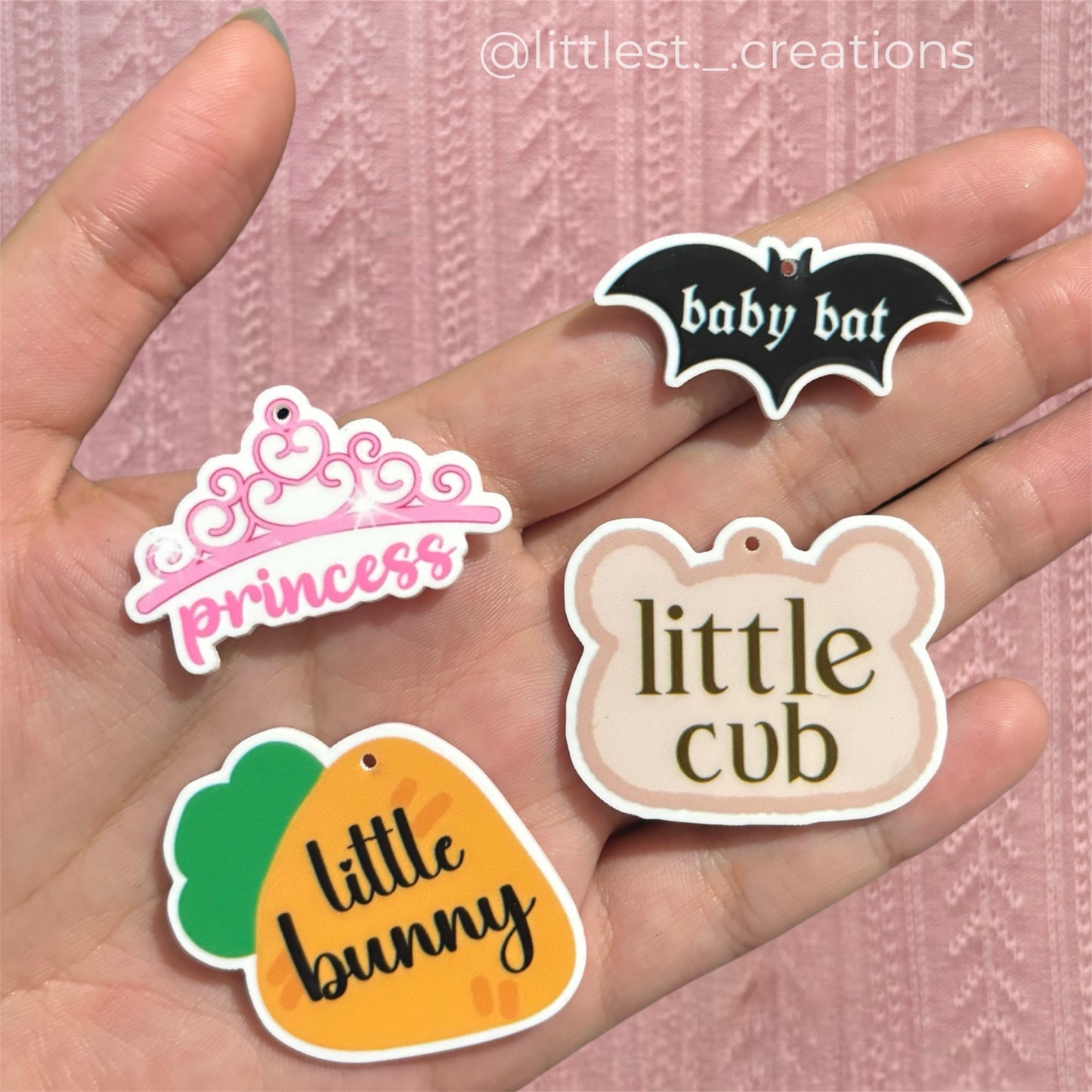 Collar/paci tags! Bunny, bat, princess, cub