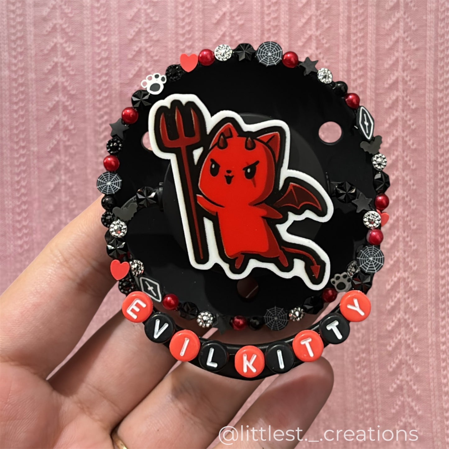 Evil kitty round deco paci