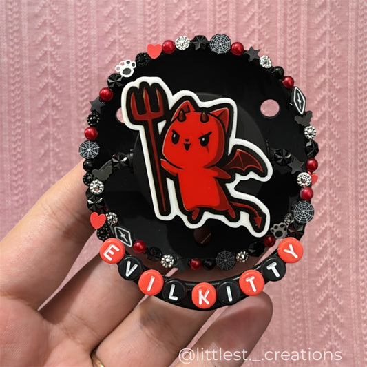 Evil kitty round deco paci