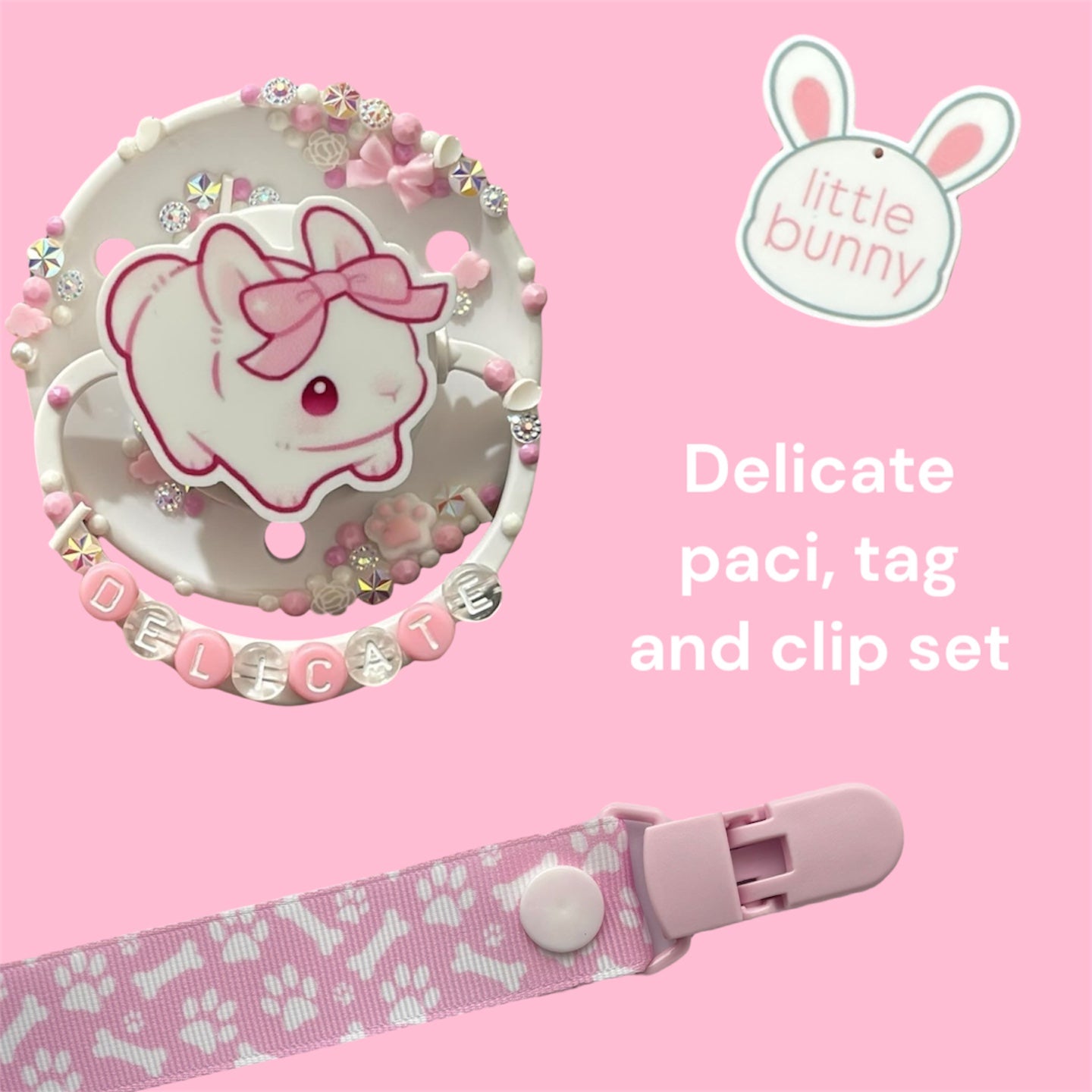 Delicate round paci, tag and clip bundle!