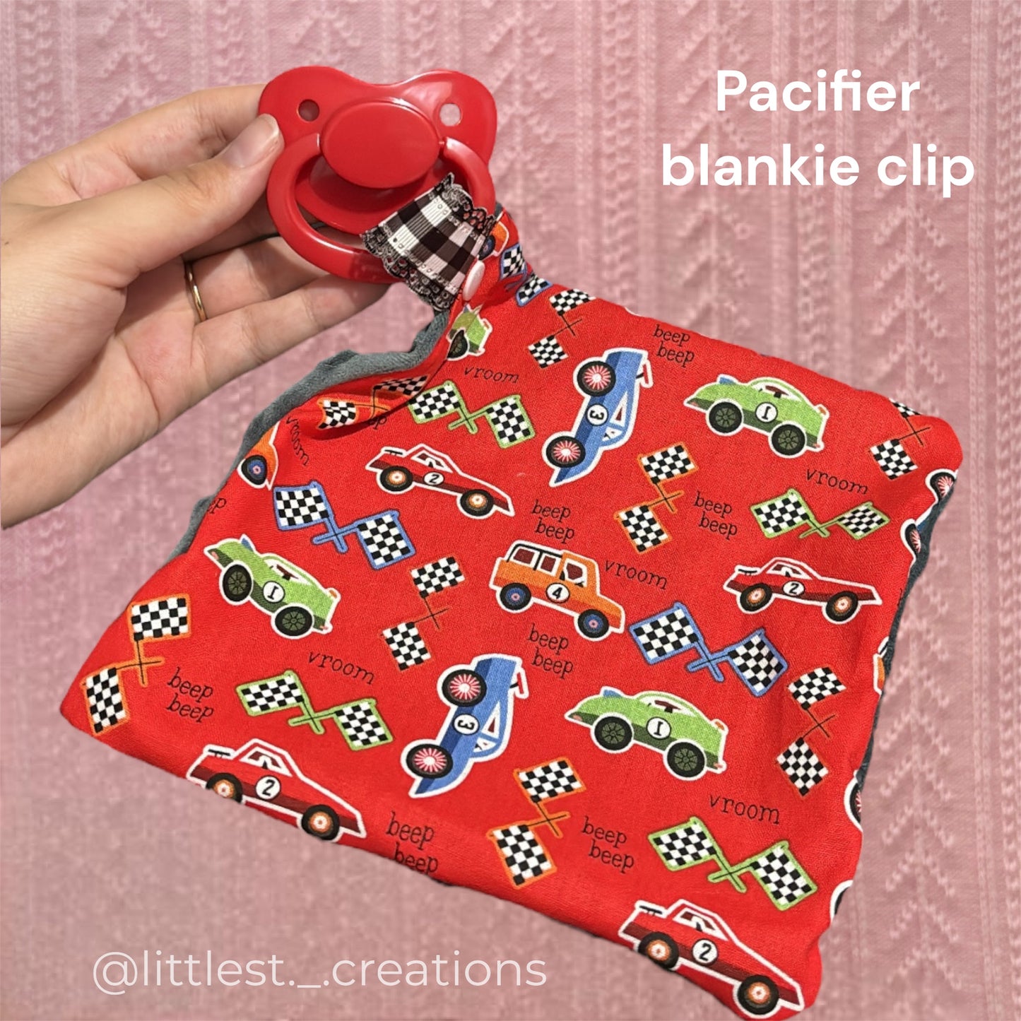 Cars pacifier blankie clip