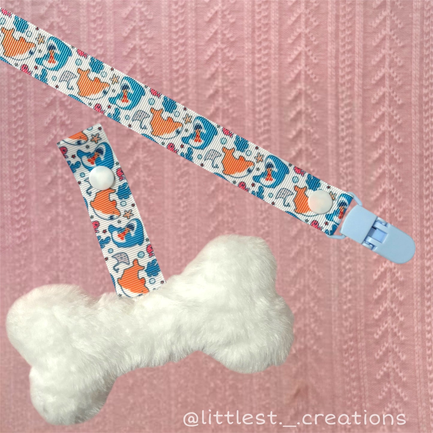 Shark paci clip or shark bone plush clip