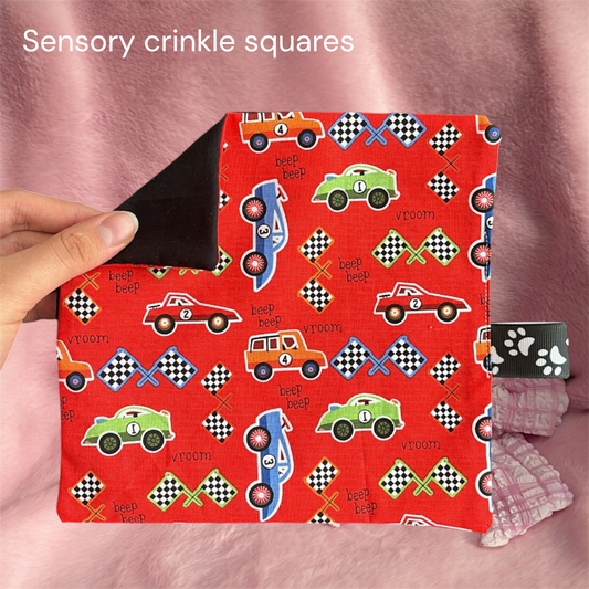 Cars crinkle sensory square