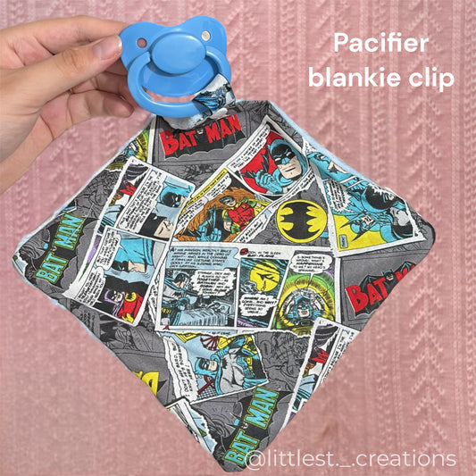 Batman pacifier blankie clip