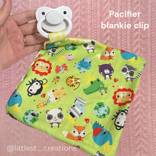 Baby animal pacifier blankie clip
