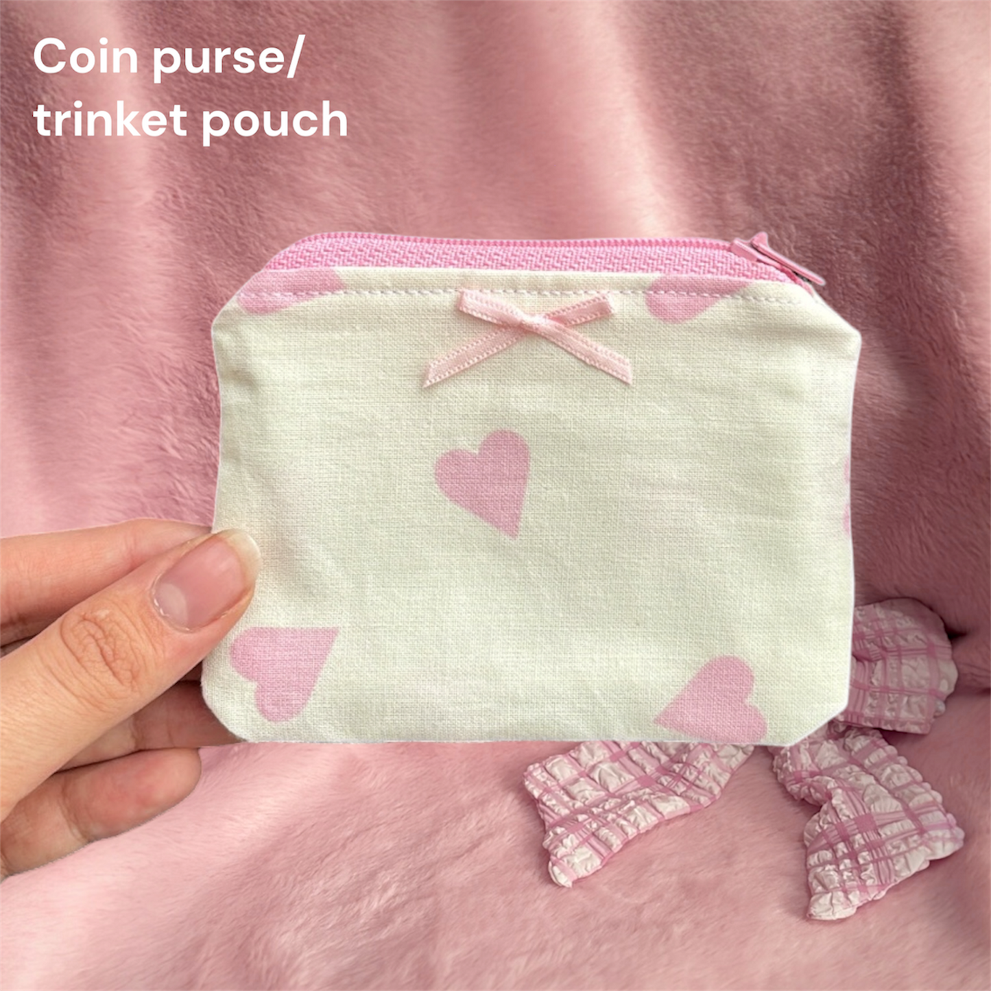 Pink heart coin purse/trinket pouch