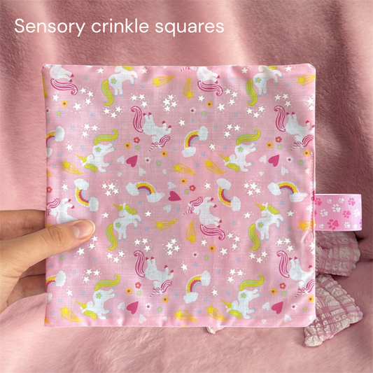 Unicorn crinkle sensory square