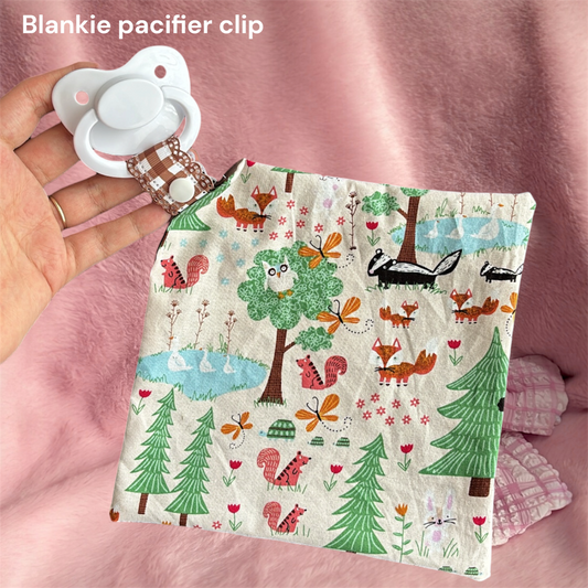 Pacifier blankie clip woodland