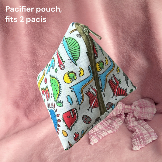 Dino grey pacifier pouch