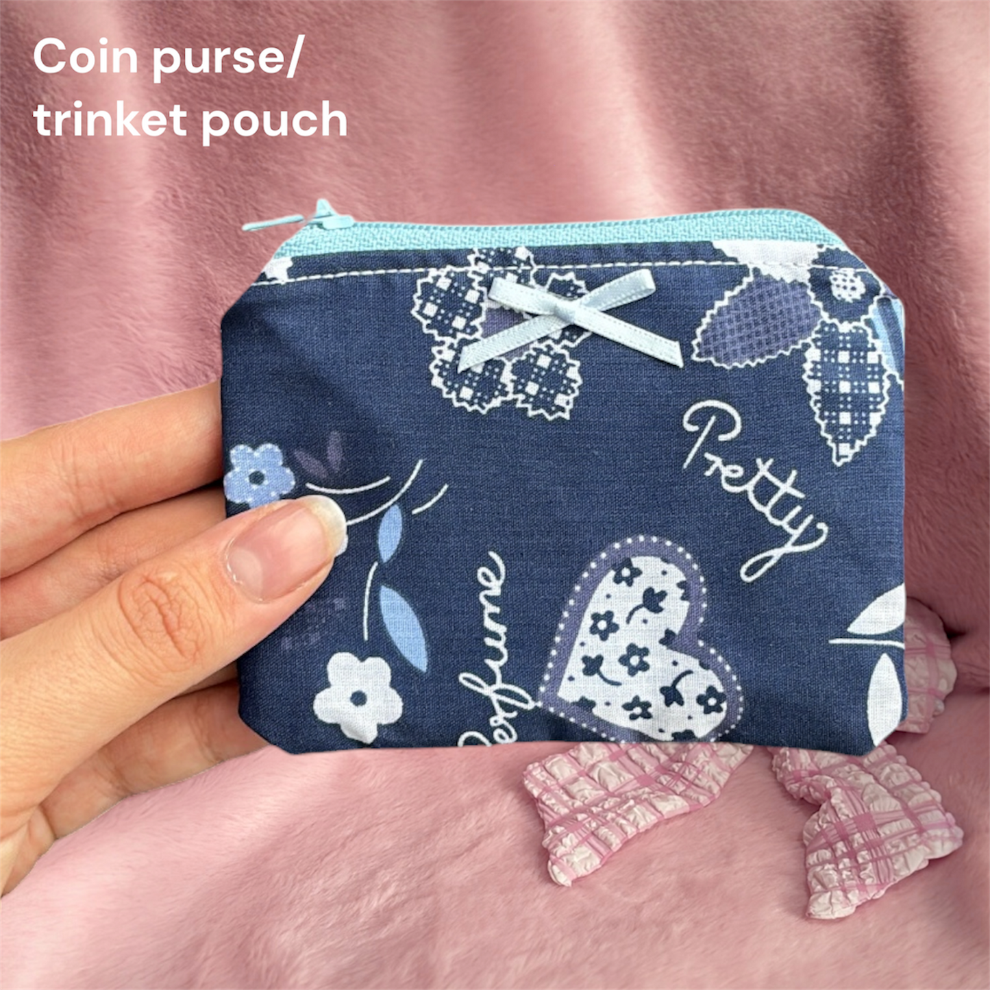 Blue floral coin purse/trinket pouch