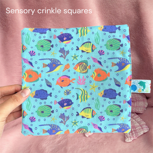 Aquarium crinkle sensory square