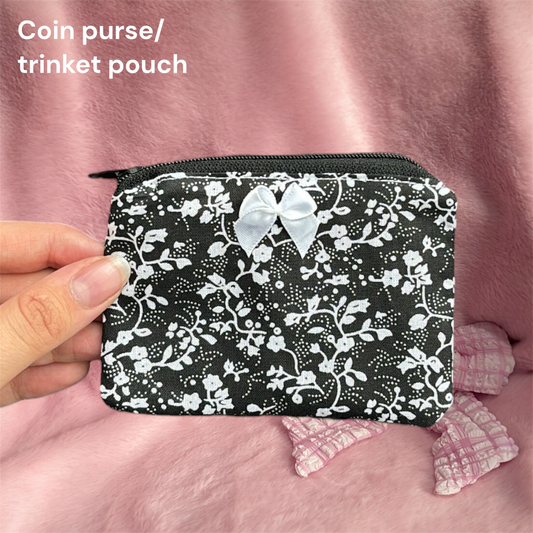 Black floral coin purse/trinket pouch