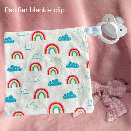 Pacifier blankie clip rainbows