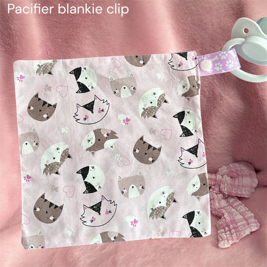 Pacifier blankie clip kitty