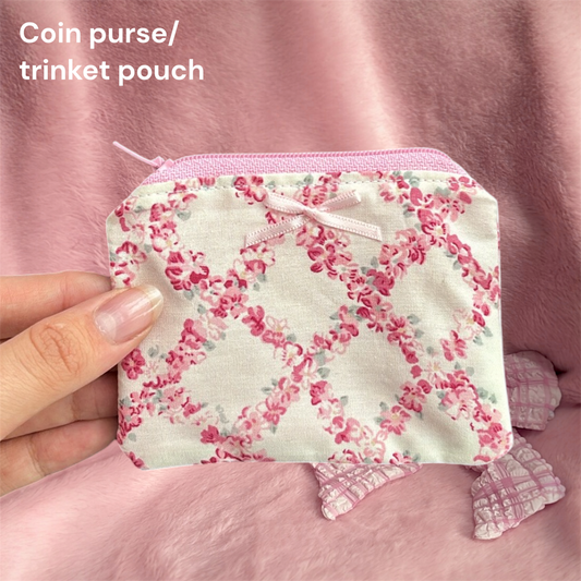 Pink floral coin purse/trinket pouch