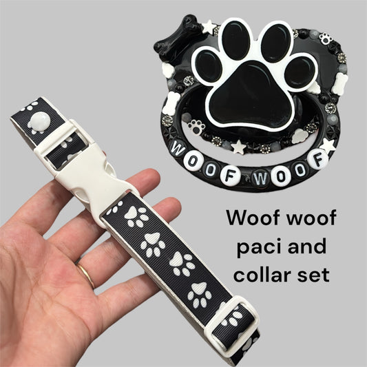 Woof woof paci and collar bundle!