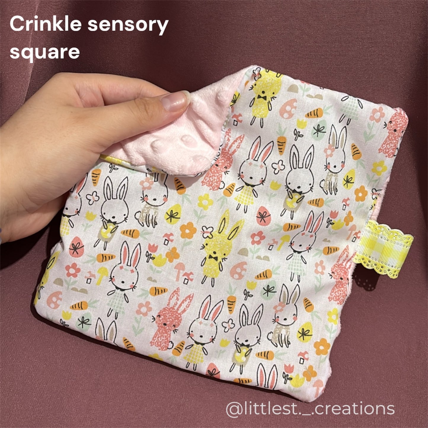Bunny crinkle sensory square