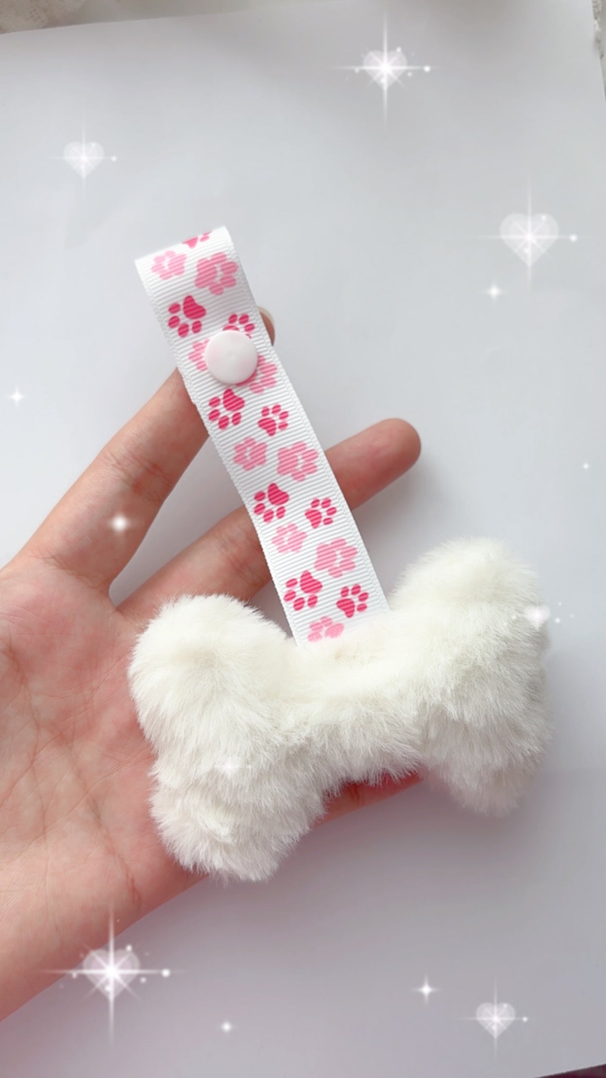 Pink paw bone paci clip