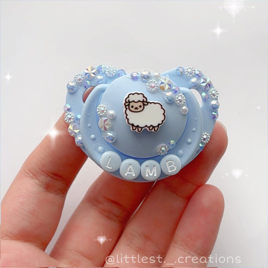 Blue lamb small shield paci