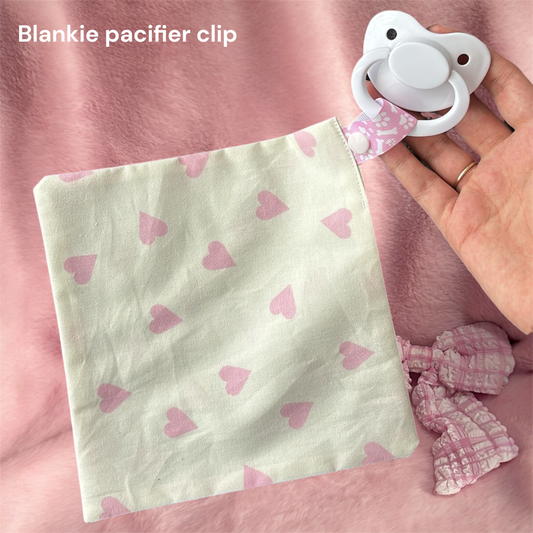 Pacifier blankie clip pink heart
