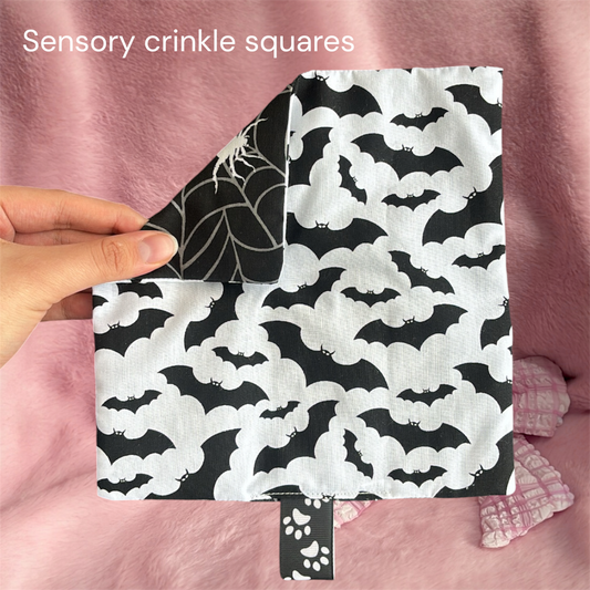Bats/spider reversible crinkle sensory square
