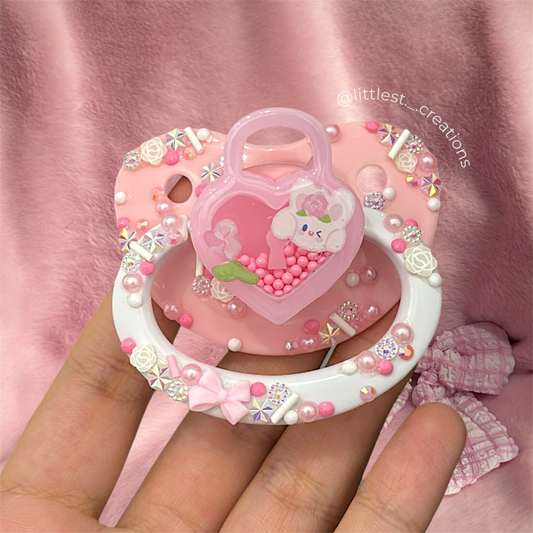 Rose bunny dry shaker paci