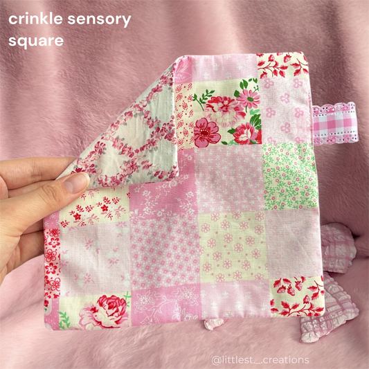 Vintage floral reversible crinkle sensory square