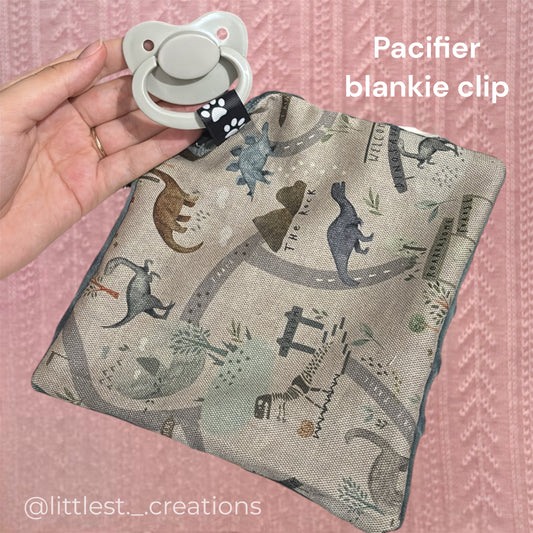 Dino pacifier blankie clip