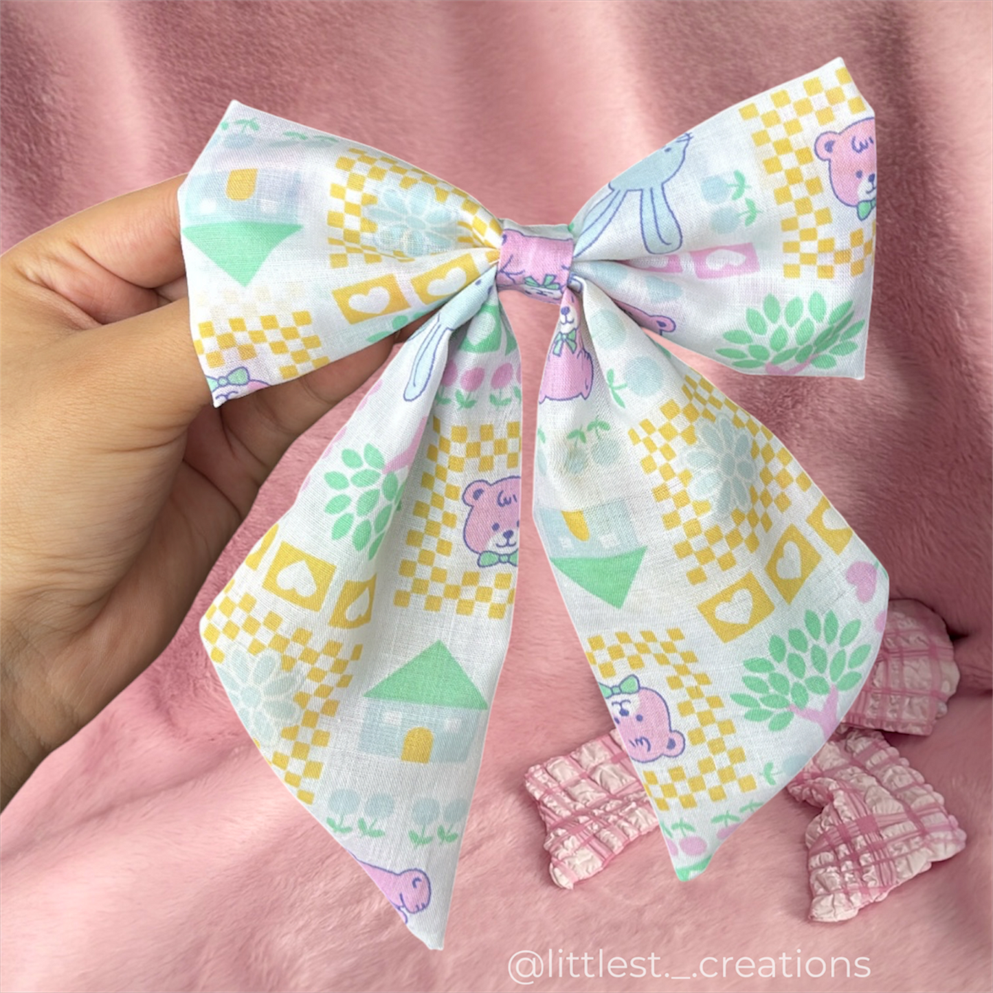 Pastel animals hair bow