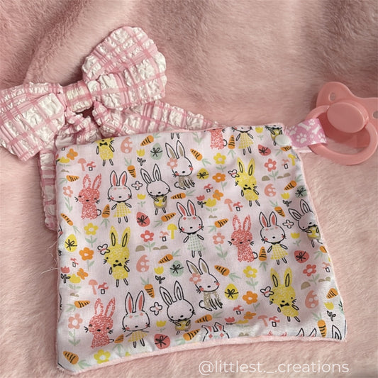 Bunny pacifier blankie clip