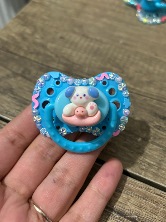 Puppy stuffie paci pin