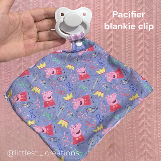 Peppa pacifier blankie clip