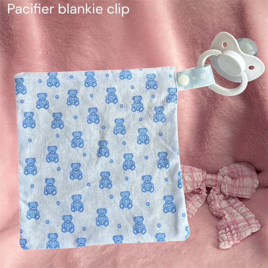Pacifier blankie clip blue bears
