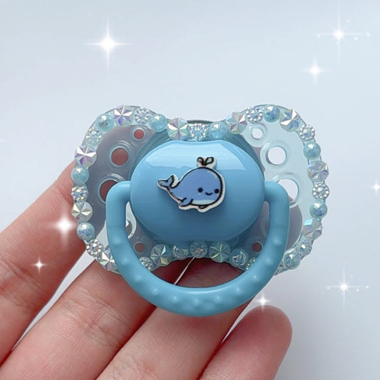 Whale stuffie paci pin