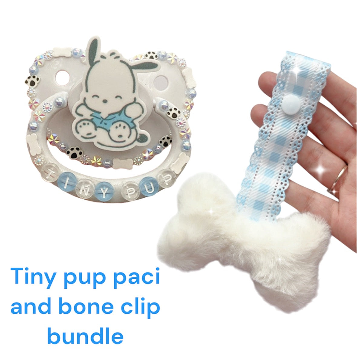 Tiny pup paci and clip bundle!