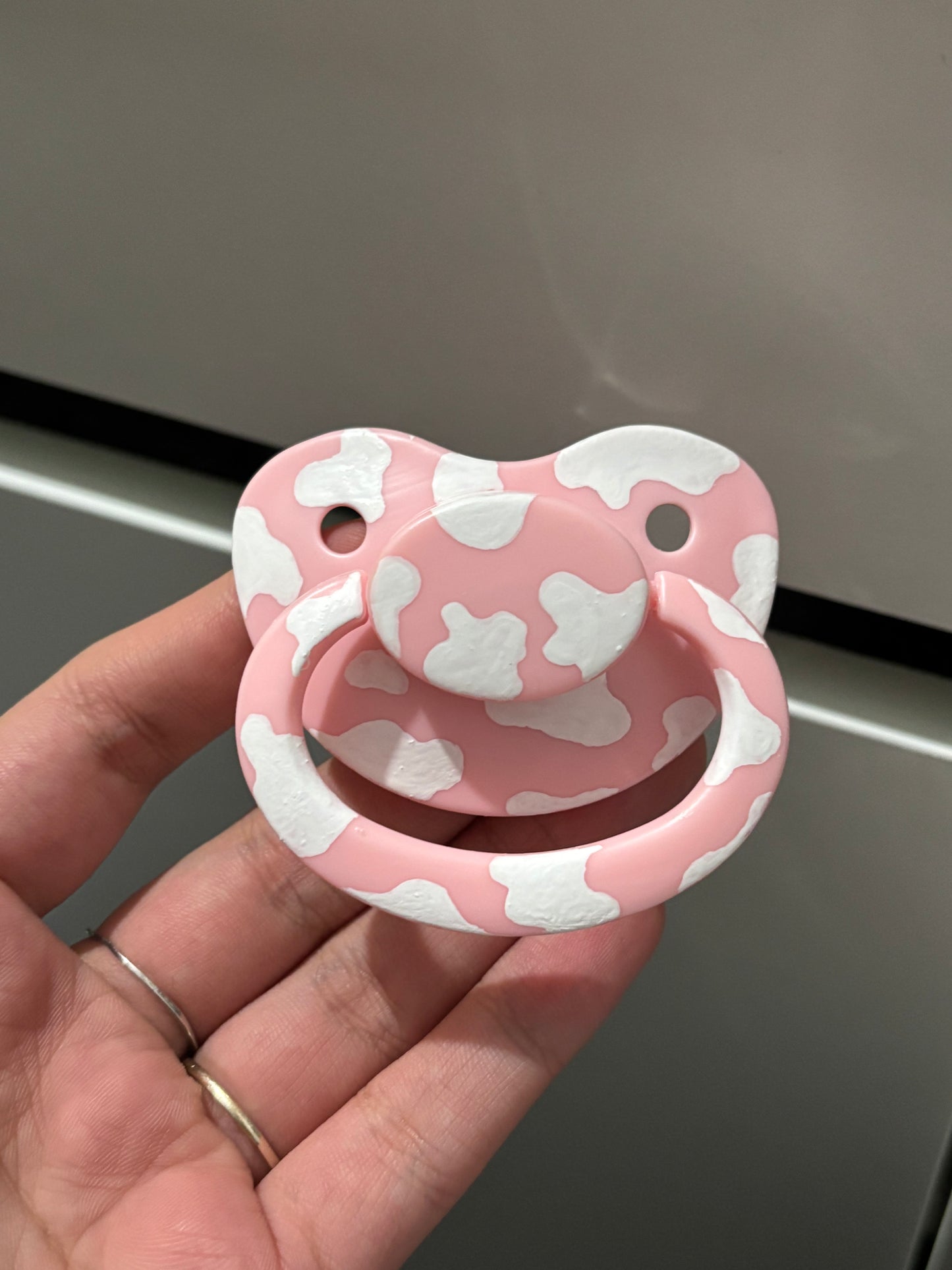 Strawberry cow painted paci