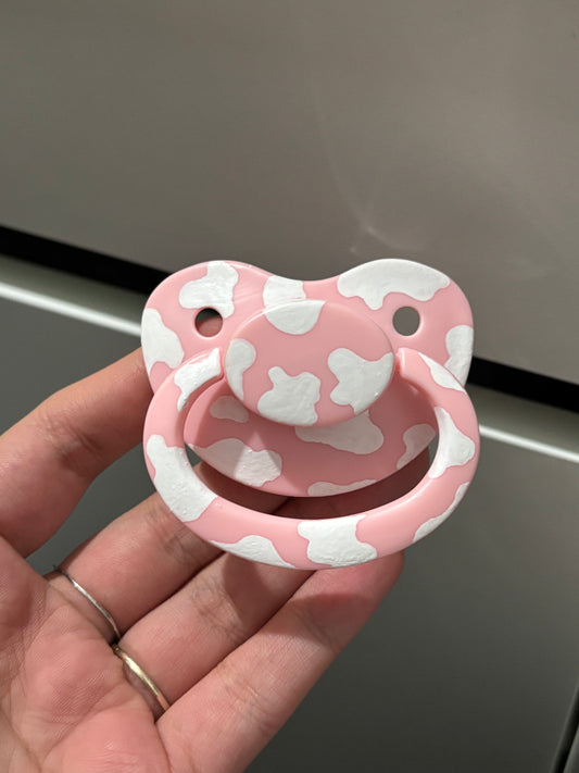 Strawberry cow painted paci